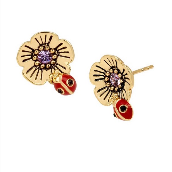 COACH Garden Party Crystal Tea Rose Stud Earrings